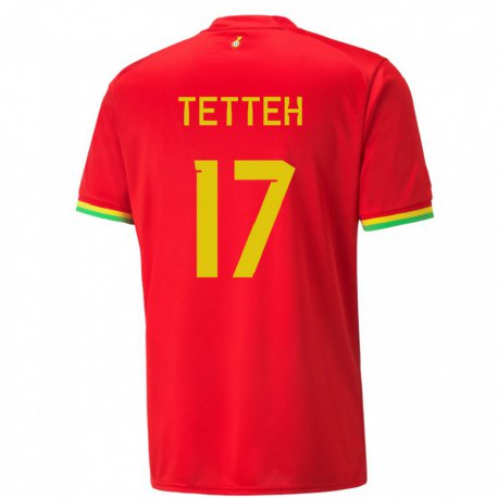 Kandiny Bambino Maglia Ghana Benjamin Tetteh #17 Rosso Kit Gara Away 22-24 Maglietta