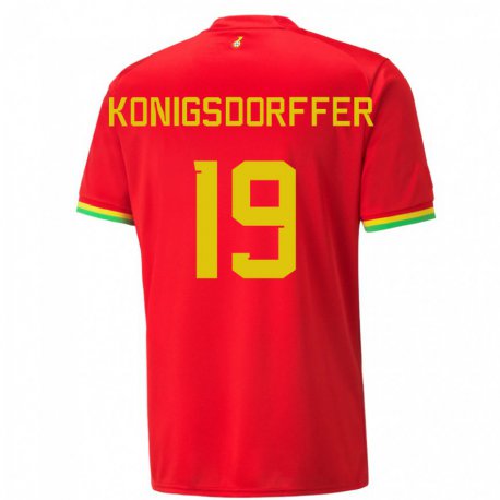 Kandiny Bambino Maglia Ghana Ransford-yeboah Konigsdorffer #19 Rosso Kit Gara Away 22-24 Maglietta