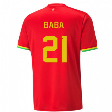 Kandiny Bambino Maglia Ghana Iddrisu Baba #21 Rosso Kit Gara Away 22-24 Maglietta