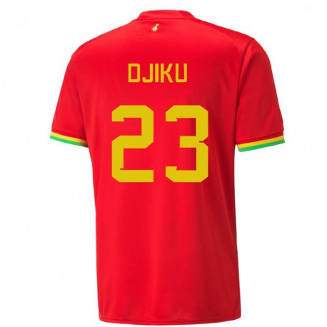 Kandiny Bambino Maglia Ghana Alexander Djiku #23 Rosso Kit Gara Away 22-24 Maglietta