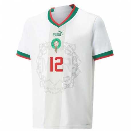 Kandiny Niño Camiseta Marruecos Munir Kajoui #12 Blanco 2ª Equipación 22-24 La Camisa