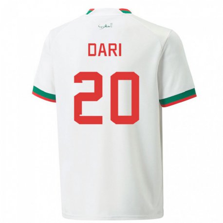 Kandiny Niño Camiseta Marruecos Achraf Dari #20 Blanco 2ª Equipación 22-24 La Camisa