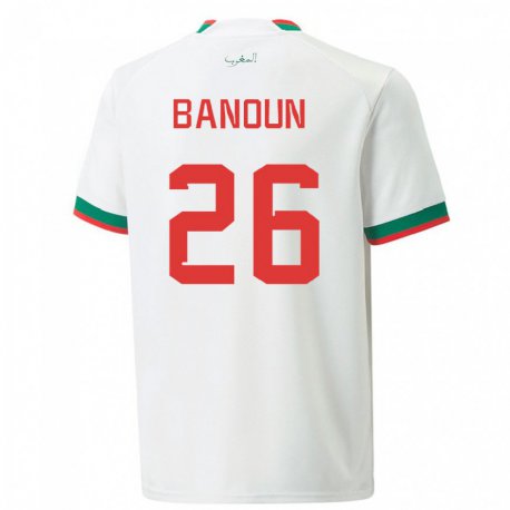 Kandiny Niño Camiseta Marruecos Badr Banoun #26 Blanco 2ª Equipación 22-24 La Camisa