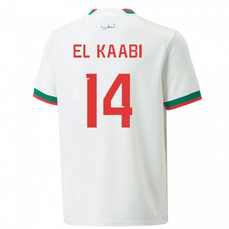 Kandiny Niño Camiseta Marruecos Ayoub El Kaabi #14 Blanco 2ª Equipación 22-24 La Camisa