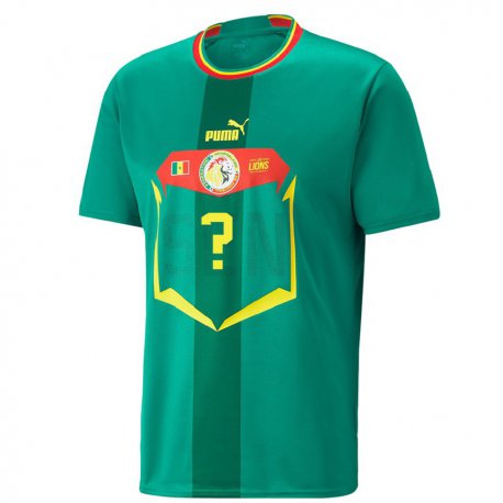 Kandiny Bambino Maglia Senegal Il Tuo Nome #0 Verde Kit Gara Away 22-24 Maglietta