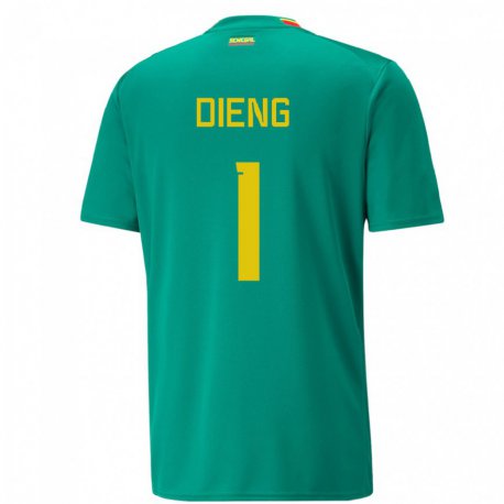 Kandiny Bambino Maglia Senegal Timothy Dieng #1 Verde Kit Gara Away 22-24 Maglietta