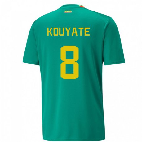 Kandiny Bambino Maglia Senegal Cheikhou Kouyate #8 Verde Kit Gara Away 22-24 Maglietta