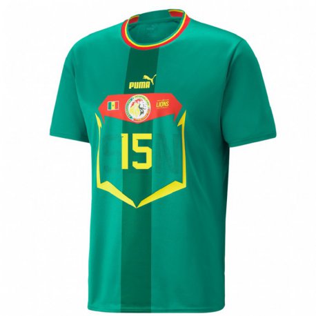 Kandiny Bambino Maglia Senegal Krepin Diatta #15 Verde Kit Gara Away 22-24 Maglietta