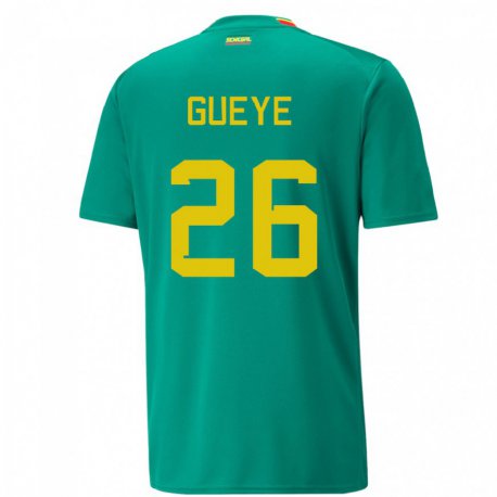 Kandiny Bambino Maglia Senegal Pape Gueye #26 Verde Kit Gara Away 22-24 Maglietta