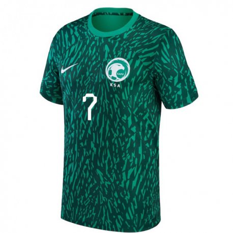 Kandiny Bambino Maglia Arabia Saudita Salman Al Faraj #7 Verde Scuro Kit Gara Away 22-24 Maglietta