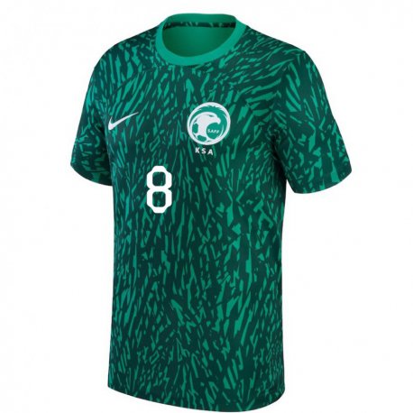 Kandiny Bambino Maglia Arabia Saudita Ahmed Bamasud #8 Verde Scuro Kit Gara Away 22-24 Maglietta