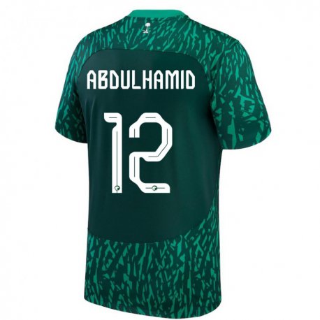 Kandiny Bambino Maglia Arabia Saudita Saud Abdulhamid #12 Verde Scuro Kit Gara Away 22-24 Maglietta