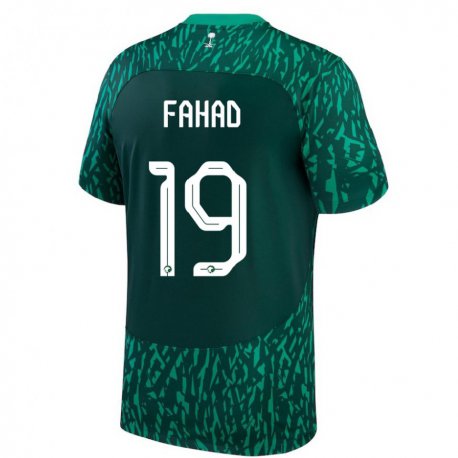 Kandiny Bambino Maglia Arabia Saudita Fahad Al Muwallad #19 Verde Scuro Kit Gara Away 22-24 Maglietta