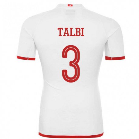 Kandiny Bambino Maglia Tunisia Montassar Talbi #3 Bianco Kit Gara Away 22-24 Maglietta