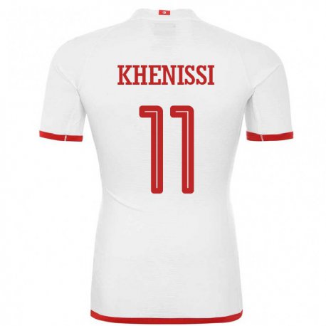 Kandiny Bambino Maglia Tunisia Taha Yassine Khenissi #11 Bianco Kit Gara Away 22-24 Maglietta