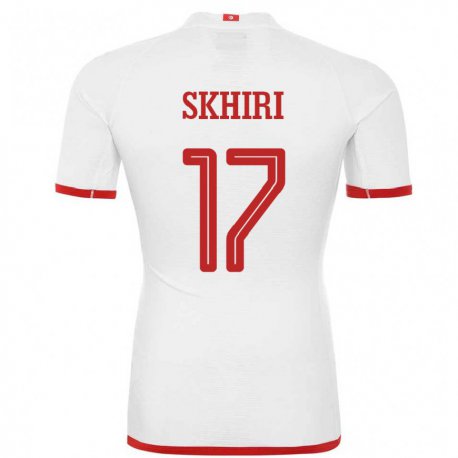 Kandiny Bambino Maglia Tunisia Ellyes Skhiri #17 Bianco Kit Gara Away 22-24 Maglietta