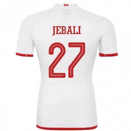 Kandiny Bambino Maglia Tunisia Issam Jebali #27 Bianco Kit Gara Away 22-24 Maglietta