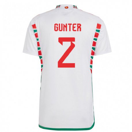 Kandiny Kinderen Welsh Chris Gunter #2 Wit Uitshirt Uittenue 22-24 T-shirt