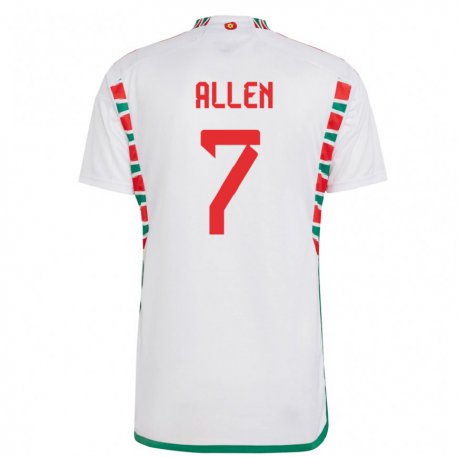 Kandiny Kinder Walisische Joe Allen #7 Weiß Auswärtstrikot Trikot 22-24 T-shirt Österreich