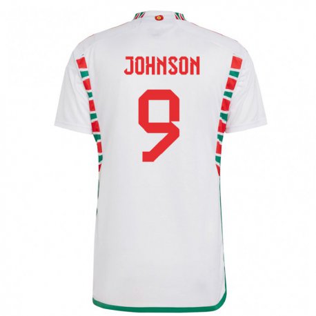 Kandiny Bambino Maglia Galles Brennan Johnson #9 Bianco Kit Gara Away 22-24 Maglietta