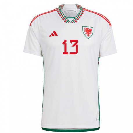 Kandiny Kinderen Welsh Kieffer Moore #13 Wit Uitshirt Uittenue 22-24 T-shirt