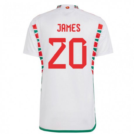 Kandiny Kinder Walisische Daniel James #20 Weiß Auswärtstrikot Trikot 22-24 T-shirt Österreich