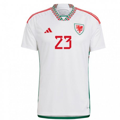 Kandiny Bambino Maglia Galles Luke Harris #23 Bianco Kit Gara Away 22-24 Maglietta