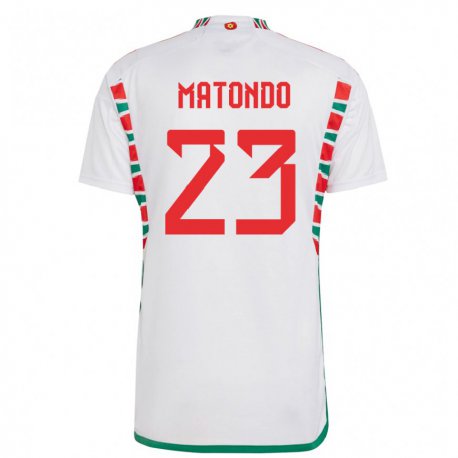 Kandiny Bambino Maglia Galles Rabbi Matondo #23 Bianco Kit Gara Away 22-24 Maglietta