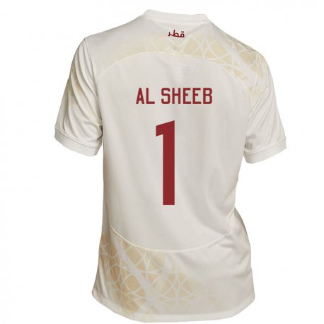 Kandiny Kinder Katarische Saad Al Sheeb #1 Goldbeige Auswärtstrikot Trikot 22-24 T-shirt Österreich