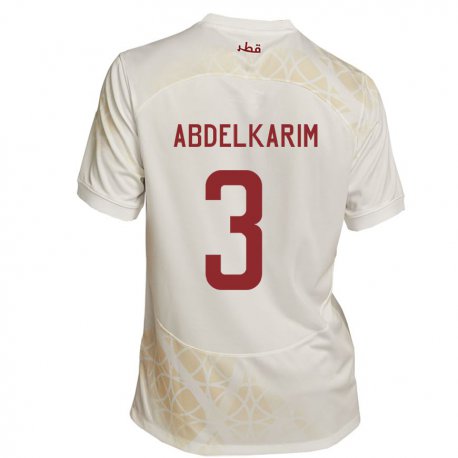 Kandiny Kinderen Qatarees Abdelkarim Hassan #3 Goud Beige Uitshirt Uittenue 22-24 T-shirt