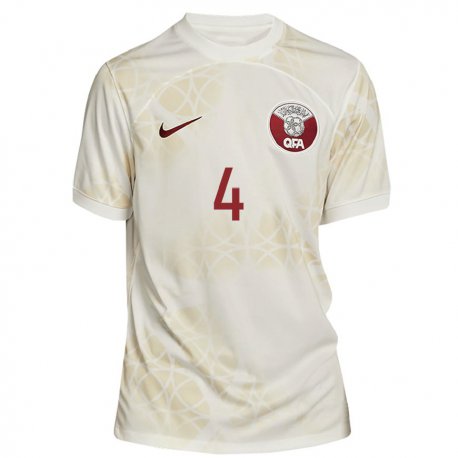 Kandiny Kinder Katarische Mohammed Waad #4 Goldbeige Auswärtstrikot Trikot 22-24 T-shirt Österreich