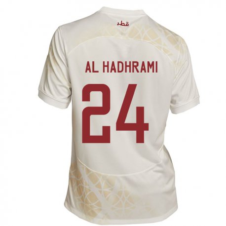 Kandiny Kinder Katarische Naif Abdulraheem Al Hadhrami #24 Goldbeige Auswärtstrikot Trikot 22-24 T-shirt Österreich