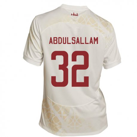 Kandiny Kinder Katarische Jassem Gaber Abdulsallam #32 Goldbeige Auswärtstrikot Trikot 22-24 T-shirt Österreich