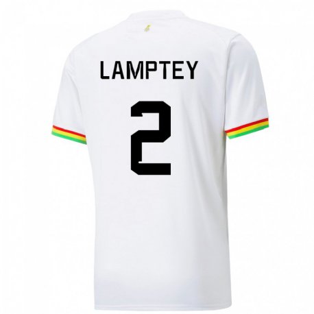 Kandiny Uomo Maglia Ghana Tariq Lamptey #2 Bianco Kit Gara Home 22-24 Maglietta