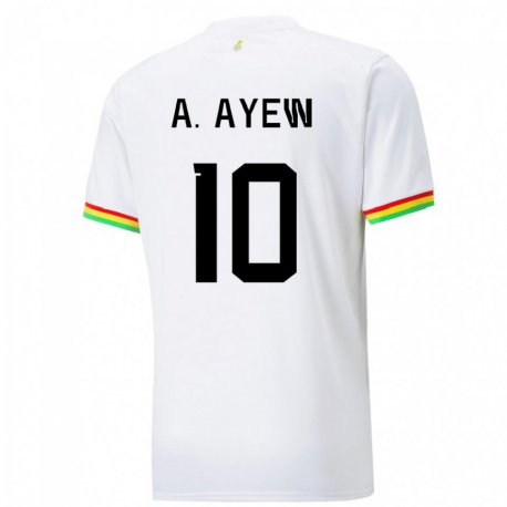 Kandiny Uomo Maglia Ghana Andre Ayew #10 Bianco Kit Gara Home 22-24 Maglietta