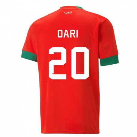 Kandiny Herren Marokkanische Achraf Dari #20 Rot Heimtrikot Trikot 22-24 T-shirt Österreich