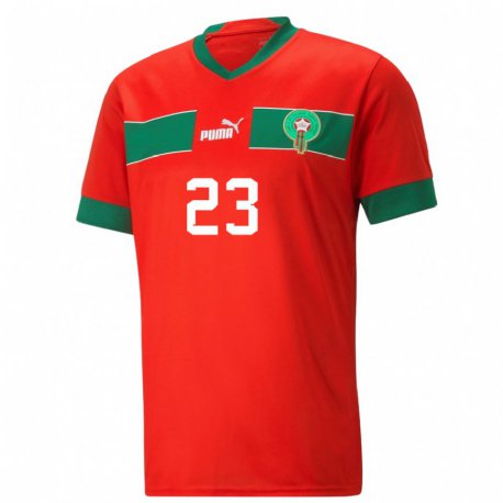 Kandiny Uomo Maglia Marocco Ryan Mmaee #23 Rosso Kit Gara Home 22-24 Maglietta