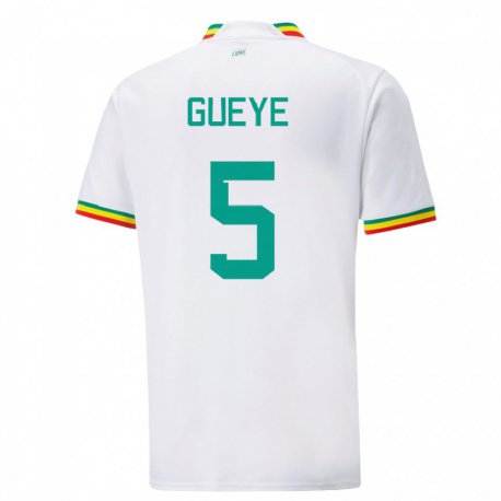 Kandiny Heren Senegalees Idrissa Gueye #5 Wit Thuisshirt Thuistenue 22-24 T-shirt