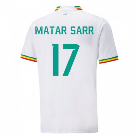 Kandiny Uomo Maglia Senegal Pape Matar Sarr #17 Bianco Kit Gara Home 22-24 Maglietta