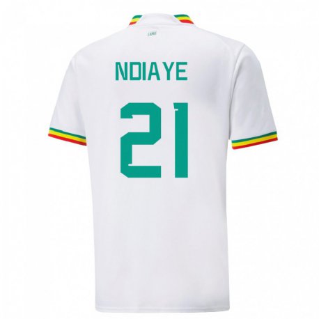 Kandiny Uomo Maglia Senegal Iliman Ndiaye #21 Bianco Kit Gara Home 22-24 Maglietta