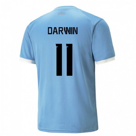 Kandiny Uomo Maglia Uruguay Darwin Nunez #11 Blu Kit Gara Home 22-24 Maglietta