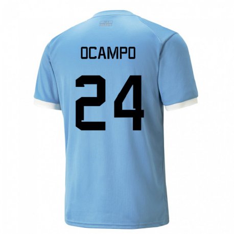 Kandiny Uomo Maglia Uruguay Brian Ocampo #24 Blu Kit Gara Home 22-24 Maglietta