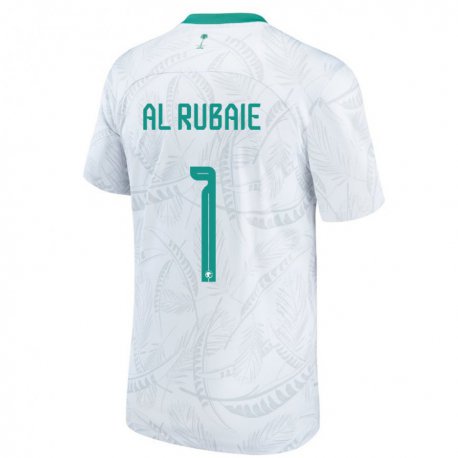 Kandiny Hombre Camiseta Arabia Saudita Mohammed Al Rubaie #1 Blanco 1ª Equipación 22-24 La Camisa