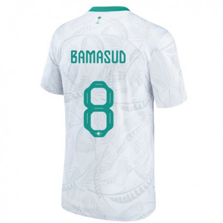 Kandiny Hombre Camiseta Arabia Saudita Ahmed Bamasud #8 Blanco 1ª Equipación 22-24 La Camisa