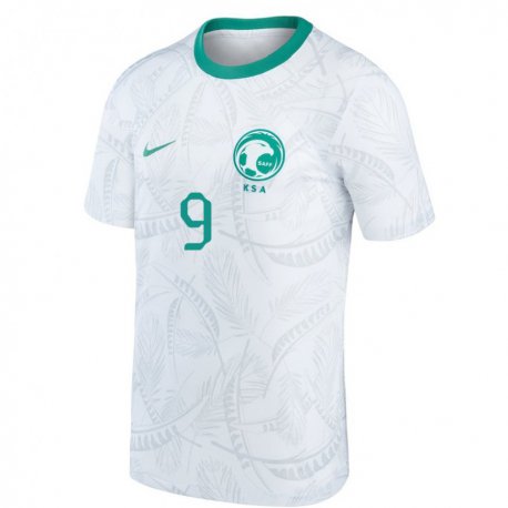 Kandiny Hombre Camiseta Arabia Saudita Feras Al Brikan #9 Blanco 1ª Equipación 22-24 La Camisa