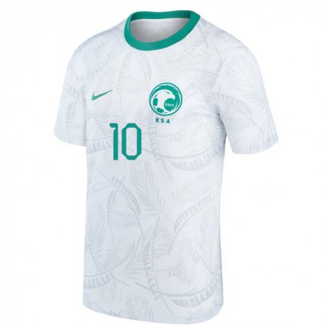 Kandiny Hombre Camiseta Arabia Saudita Salem Al Dawsari #10 Blanco 1ª Equipación 22-24 La Camisa