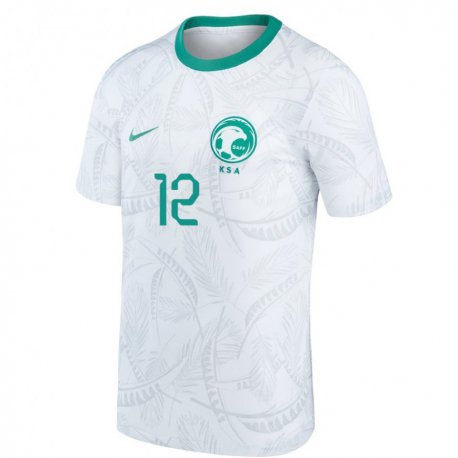 Kandiny Hombre Camiseta Arabia Saudita Saud Abdulhamid #12 Blanco 1ª Equipación 22-24 La Camisa