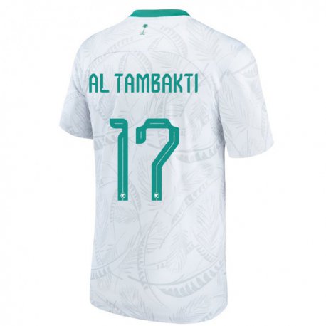 Kandiny Hombre Camiseta Arabia Saudita Hassan Al Tambakti #17 Blanco 1ª Equipación 22-24 La Camisa