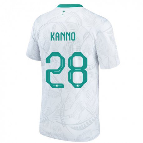 Kandiny Hombre Camiseta Arabia Saudita Mohamed Kanno #28 Blanco 1ª Equipación 22-24 La Camisa