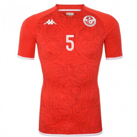 Kandiny Hombre Camiseta Túnez Nader Ghandri #5 Rojo 1ª Equipación 22-24 La Camisa México